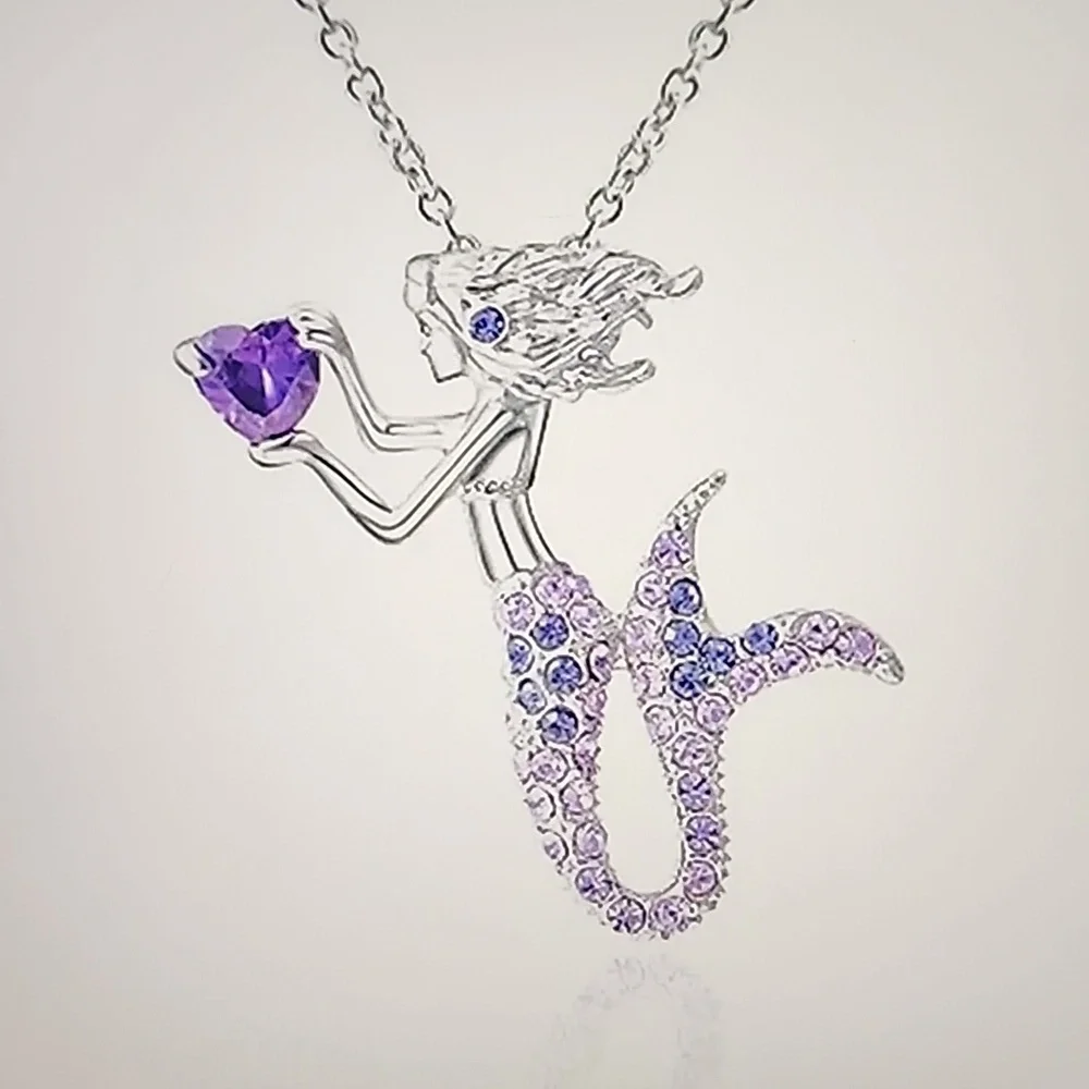 Purple Mermaid Heart 💜 Necklace
